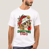 Christmas Vibes Skeleton Skull T-shirt (Voorkant)