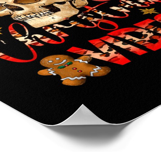 Christmas Vibes Skull Santa Hat Christmas Skeleton Poster (Hoek)