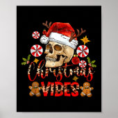 Christmas Vibes Skull Santa Hat Christmas Skeleton Poster (Voorkant)