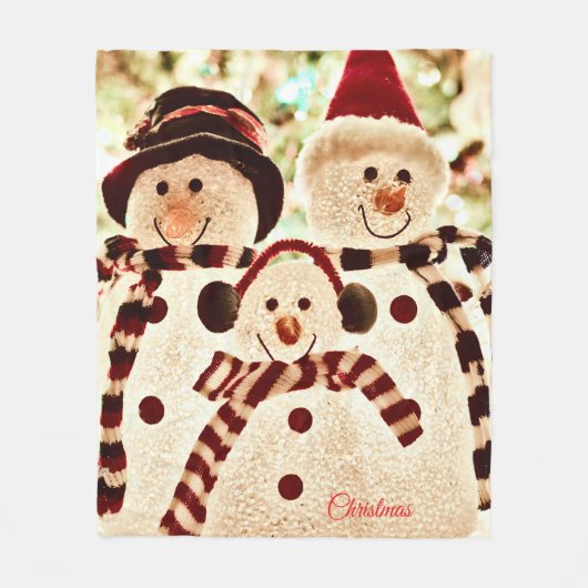 Christmas Vibes Snowman Celebration Fleece Deken (Voorkant)