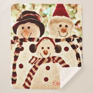 Christmas Vibes Snowman Celebration Sherpa Deken