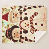 Christmas Vibes Snowman Celebration Sherpa Deken (Voorkant (horizontaal))