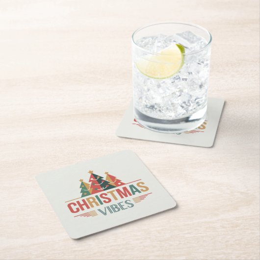 Christmas Vibes Square Coaster Set Kartonnen Onderzetters (Insitu)