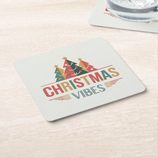 Christmas Vibes Square Coaster Set Kartonnen Onderzetters (Schuin)