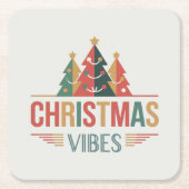 Christmas Vibes Square Coaster Set Kartonnen Onderzetters (Voorkant)