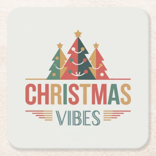Christmas Vibes Square Coaster Set Kartonnen Onderzetters (Voorkant)