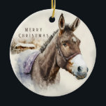 Christmas Vibes - Waterverf Ezel en Ermine - Keramisch Ornament<br><div class="desc">Dit - Kerst vibes - keramische ornament beschikt over een schattige waterverf ezel aan de ene kant en een hermelijn aan de andere kant. Voel je vrij om het aan te passen!</div>