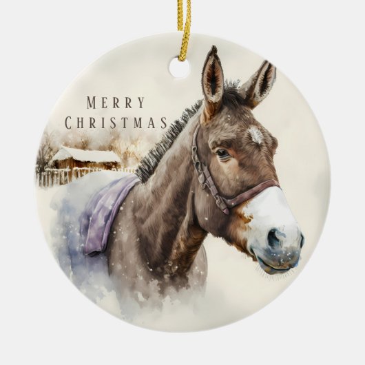 Christmas Vibes - Waterverf Ezel en Ermine - Keramisch Ornament (Voorkant)