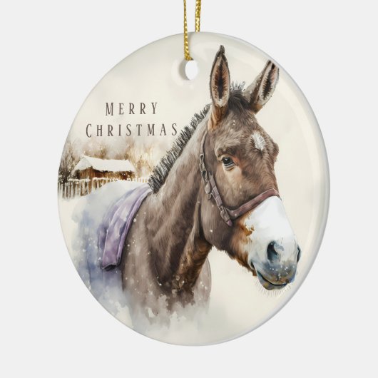 Christmas Vibes - Waterverf Ezel en Ermine - Keramisch Ornament (Links)