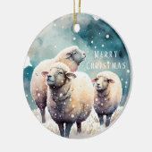 Christmas Vibes - Waterverf Sheep and Raccoon - Keramisch Ornament (Links)