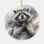 Christmas Vibes - Waterverf Sheep and Raccoon - Keramisch Ornament (Achterkant)