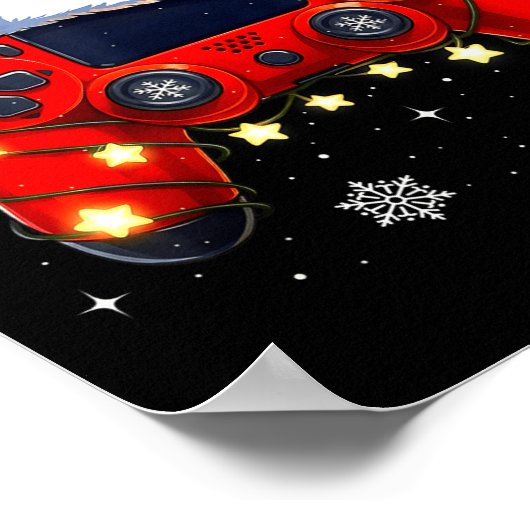 Christmas Video Game Controller Santa Hat Gamer Bo Poster (Hoek)