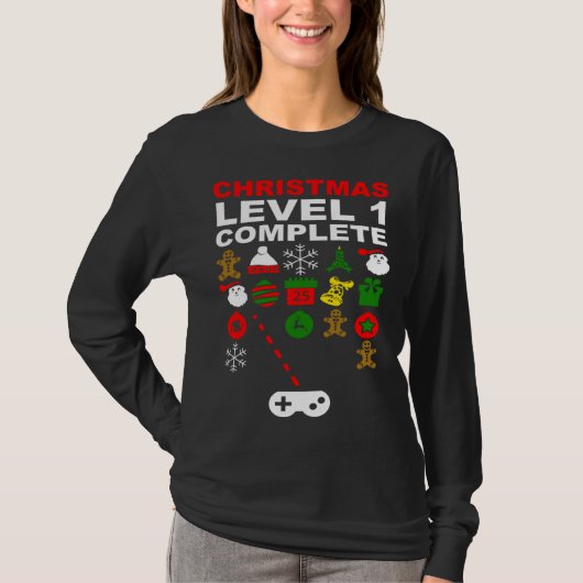 Christmas Video Gaming Decoration Invaders Gamer T-shirt (Voorkant)
