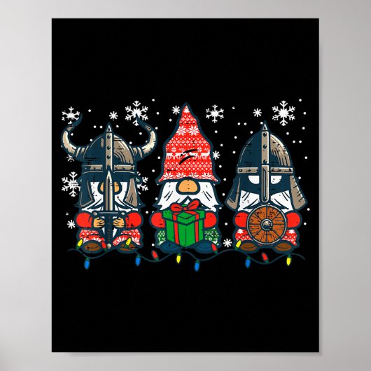 Christmas Viking Gnomes Funny Nordic Xmas Men Wome Poster (Voorkant)