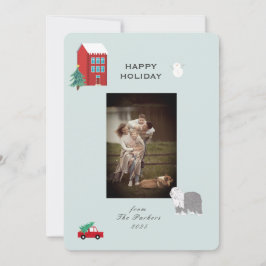 Christmas Village 1 photo Holiday Card Feestdagenkaart