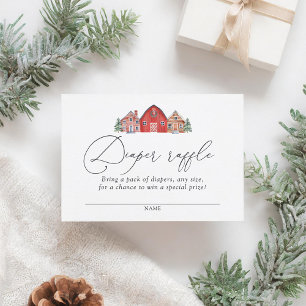 Christmas Village Baby shower Luier Raffle Ticket Informatiekaartje