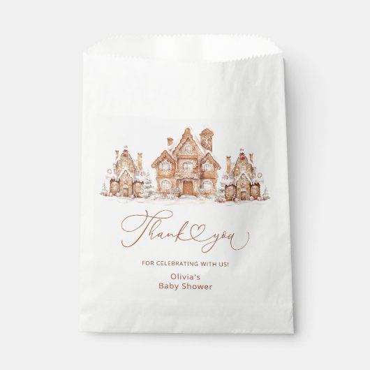 Christmas Village Blue Baby shower Dank u Bedankzakje (Voorkant)