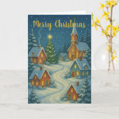 Christmas Village Custom Christmas Card Kaart (Gele Bloem)