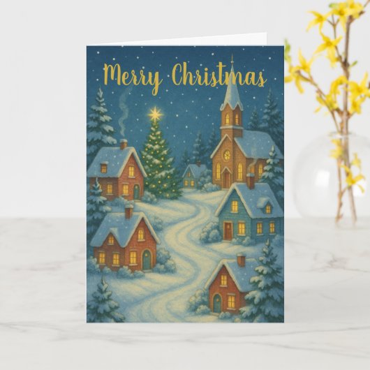 Christmas Village Custom Christmas Card Kaart (Gele Bloem)