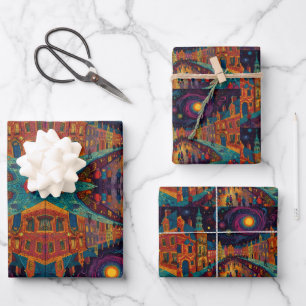 Christmas Village Europe Engeland Inpakpapier Vel