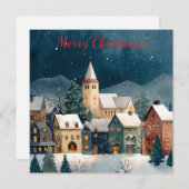 Christmas Village Feestdagenkaart (Voorkant / Achterkant)
