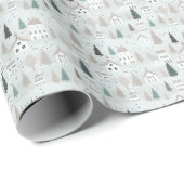 Christmas Village herbergt kerstbomen Cadeaupapier (Rol Hoek)