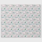 Christmas Village herbergt kerstbomen Cadeaupapier (Vlak)