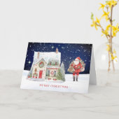 Christmas Village House Santa Kaart (Gele Bloem)
