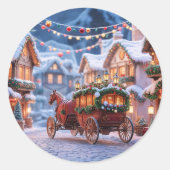 Christmas village illustration ronde sticker (Voorkant)