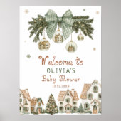 Christmas Village Neutral Baby Shower Welcome Poster (Voorkant)