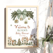 Christmas Village Neutral Baby Shower Welcome Poster