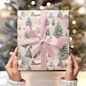 Christmas Village Pink Cadeaupapier
