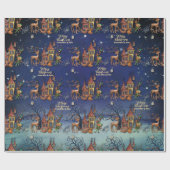 Christmas Village | Reindeer, Elf, Squirrel & Fox Cadeaupapier (Vlak)