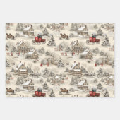 Christmas Village  Rustiek Inpakpapier Vel (Voorkant)