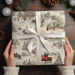 Christmas Village  Rustiek Inpakpapier Vel<br><div class="desc">Breng jezelf naar een vervlogen tijdperk van feestelijke nostalgie met onze "Vintage Christmas Teddy Bears Red Wrapping Paper." Dit hartverwarmende ontwerp vangt de tijdloze charme van klassieke feestdagen, met schattige teddyberen in vintage kerstkledij. De rijke rode achtergrond vormt het perfecte podium voor deze vertederende teddyberen, die een gevoel van warmte...</div>