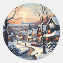 Christmas Village Scene Sticker