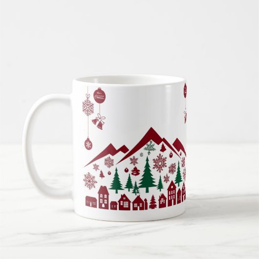 Christmas Village Silhouette – Red & Green  Koffiemok (Links)