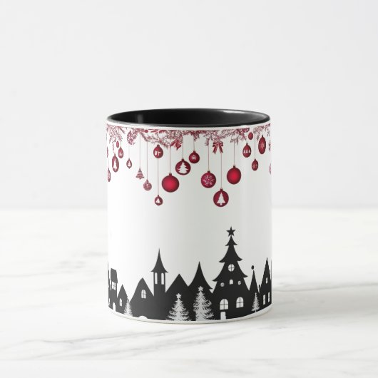 Christmas Village Silhouette – Red Ornaments  Mok (Midden)