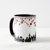 Christmas Village Silhouette – Red Ornaments  Mok (Voorkant links)