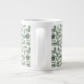 Christmas Village Themed Green Toile Design Grote Koffiekop (Achterkant)