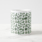 Christmas Village Themed Green Toile Design Grote Koffiekop (Voorkant)