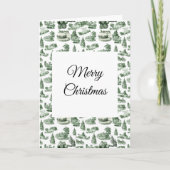 Christmas Village Themed Green Toile Design Kaart (Voorkant)