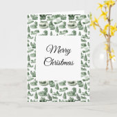 Christmas Village Themed Green Toile Design Kaart (Gele Bloem)
