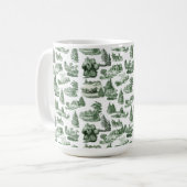 Christmas Village Themed Green Toile Design Koffiemok (Voorkant links)