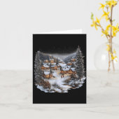 Christmas Village Town Holiday Winter Scene Festiv Kaart (Gele Bloem)