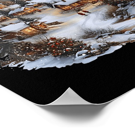 Christmas Village Town Holiday Winter Scene Festiv Poster (Hoek)