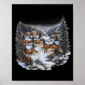 Christmas Village Town Holiday Winter Scene Festiv Poster (Voorkant)