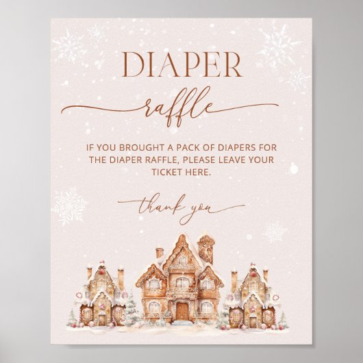 Christmas Village Winter Baby shower Luier Raffle Poster (Voorkant)