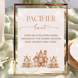 Christmas Village Winter Baby shower Pacifier Hunt Poster