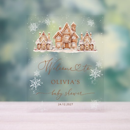 Christmas Village Winter Baby shower Welkom Acryl Bord (Neutraal)